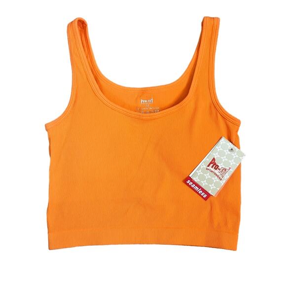 New Pro Fit Orange Seamless Ribbed Tank Top Medium - Picture 2 of 4